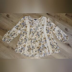 Floral Lace Trim Blouse